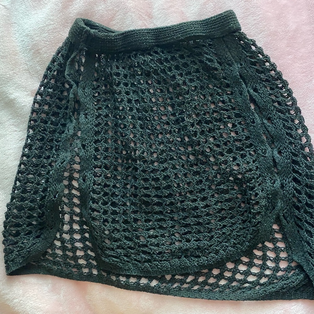 Elegant Black Crochet Skirt